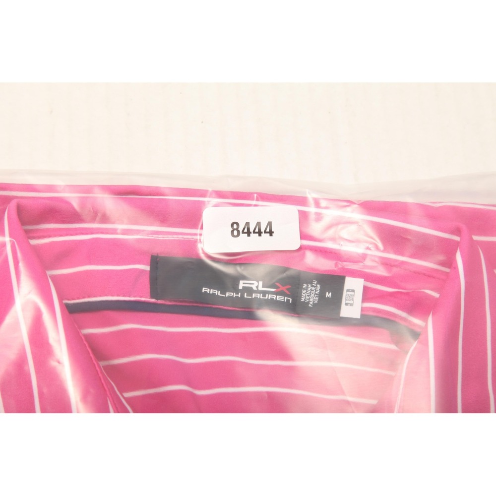 RLX Ralph Lauren Polo Shirt Mens Medium Pink Stripe Golf Mountain Ridge CC - Picture 12 of 12